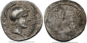 Cnaeus Pompeius Junior (46-45 BC). AR denarius (19mm, 4.03 gm, 7h). NGC Choice AU 5/5 - 4/5. Uncertain mint in Spain (Corduba), summer 46 BC-spring 45...