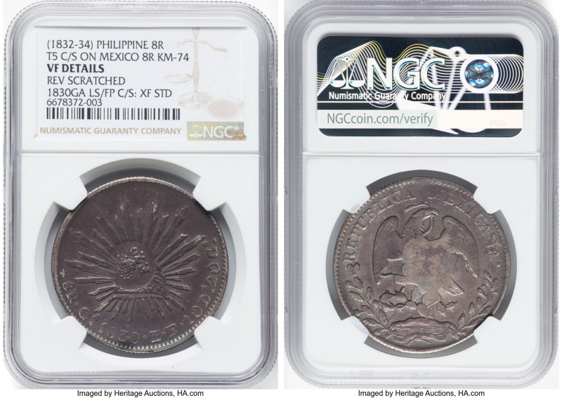 Spanish Colony. Ferdinand VII Counterstamped 8 Reales ND (1832-1834) VF Details ...