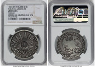 Spanish Colony. Isabel II Counterstamped 8 Reales ND (1834-1837) VF Details (Tooled) NGC, Manilla mint, KM129. Host: Mexico Republic 8 Reales 1833 Go-...