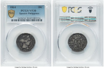 Spanish Colony. Isabel II 20 Centimos 1864 VF30 PCGS, Manila mint, KM146. Key to series, affordable at this state of preservation. HID09801242017 © 20...