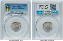 Spanish Colony. Alfonso XII 10 Centimos 1885 MS67 PCGS, KM148. A flashy Gem with satiny icy surfaces and full cartwheel luster. HID09801242017 © 2023 ...