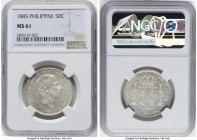 Spanish Colony. Alfonso XII Pair of 50 Centimos 1885 MS61 NGC, Manila mint, KM150. HID09801242017 © 2023 Heritage Auctions | All Rights Reserved