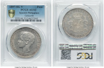 Spanish Colony. Alfonso XIII Peso 1897 SG-V AU53 PCGS, KM154, Cal-81. One-year type. Affordable at this state of preservation, exhibiting active luste...