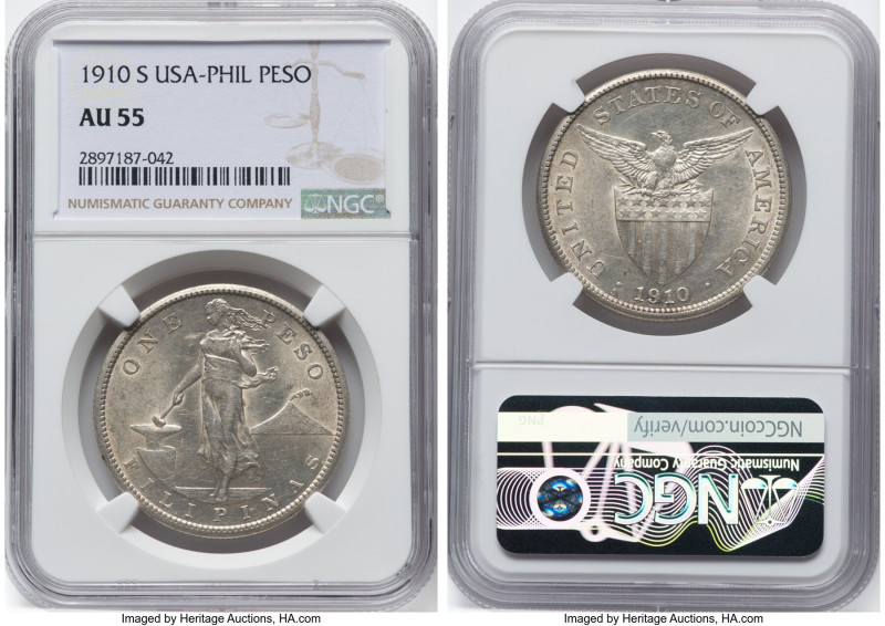 USA Administration Peso 1910-S AU55 NGC, San Francisco mint, KM172. HID098012420...