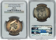 USA Administration Pair of silver "MacArthur" Issues 1947-S NGC, 1) Peso MS66, KM185 2) 50 Centavos MS65, KM184 San Francisco mint. The Peso in partic...