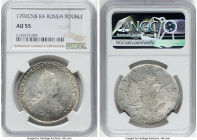 Catherine II Rouble 1792 CПБ-ЯA AU55 NGC, KM-C67c. Rarely witnessed at this level of preservation, tied with one other example for NGC's top pop. HID0...