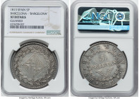 Barcelona. Joseph Napolean 5 Pesetas 1813 XF Details (Cleaned) NGC, KM69. BARGELONA type. A better date for this already rare occupation emission and ...