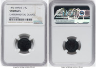 British Colony. Victoria 1/4 Cent 1873 VF Details (Environmental Damage) NGC, Calcutta mint, KM7. A scarce, seldom-seen date in this series. HID098012...