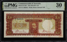 AUSTRALIA. Commonwealth of Australia. 10 Pounds, ND (1934-39). P-24. R57. PMG Very Fine 30.
R57. A highly sought after design not often available in ...