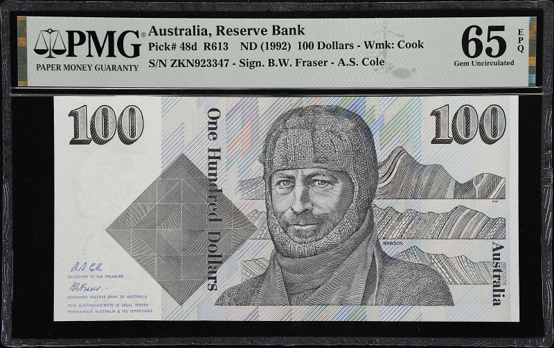 AUSTRALIA. Lot of (10). Reserve Bank of Australia. 100 Dollars, ND (1992). P-48d...