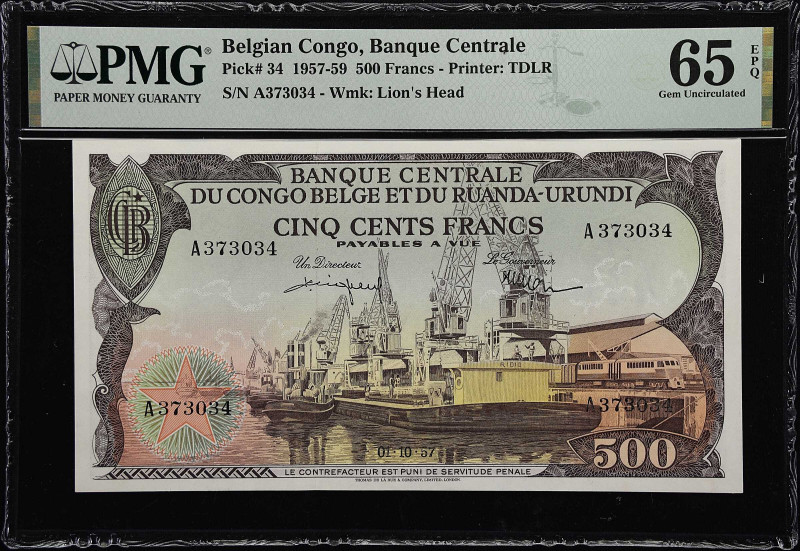 Finest Graded 500 Francs - Pick 34
BELGIAN CONGO. Banque Centrale du Congo Belg...