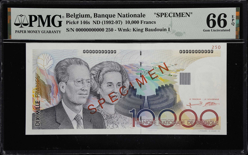 BELGIUM. Banque Nationale de Belgique. 10,000 Francs, ND (1992-97). P-146s. Spec...