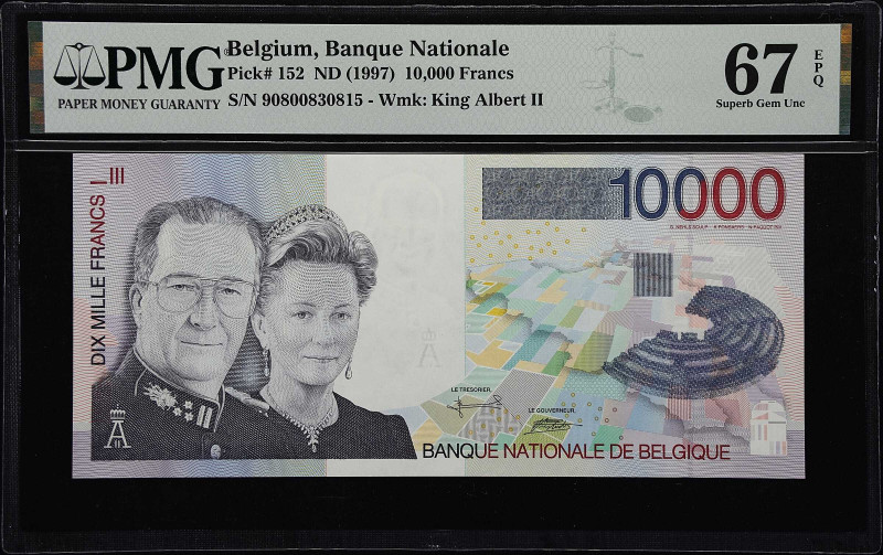 BELGIUM. Banque Nationale de Belgique. 10,000 Francs, ND (1997). P-152. PMG Supe...
