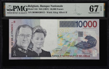 BELGIUM. Banque Nationale de Belgique. 10,000 Francs, ND (1997). P-152. PMG Superb Gem Uncirculated 67 EPQ.
An ultra high 10,000 Francs denomination ...