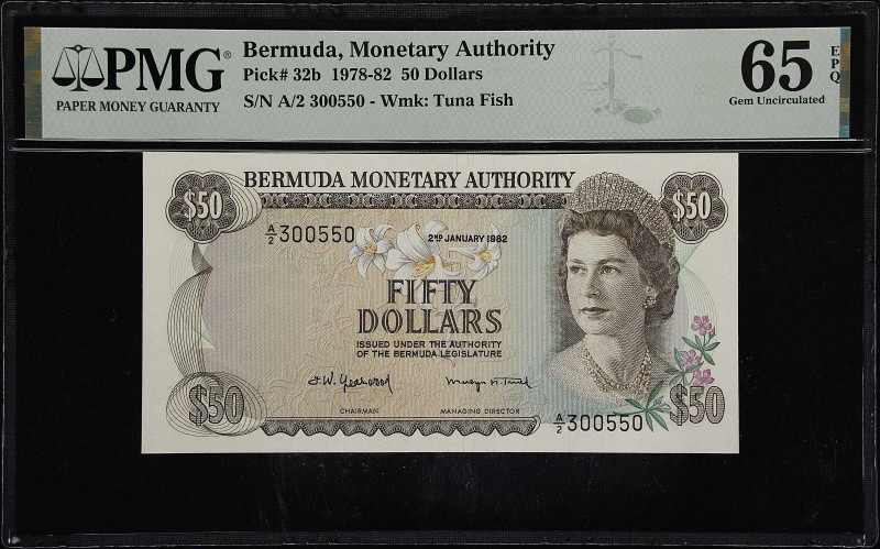 BERMUDA. Bermuda Monetary Authority. 50 Dollars, 1982. P-32b. PMG Gem Uncirculat...