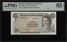 BERMUDA. Bermuda Monetary Authority. 50 Dollars, 1982. P-32b. PMG Gem Uncirculated 65 EPQ.
The $50 denomination was the highest used for the 1978 ser...