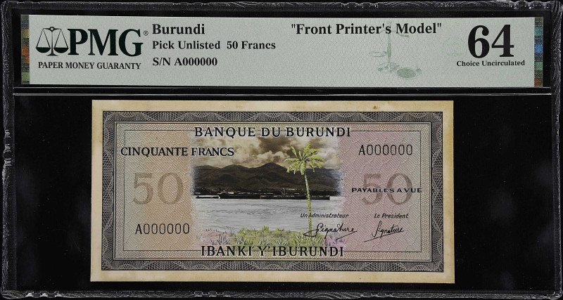 BURUNDI. Banque du Burundi. 50 Francs, ND. P-Unlisted. Front & Back Printer Mode...