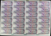 CAMBODIA. Lot of (2) Uncut Sheets of (24). Banque Nationale du Cambodge. 100 Reils, ND (1973). P-15. Uncirculated.
A pair of complete remainder sheet...