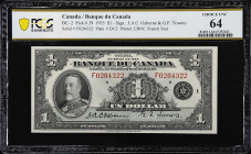 CANADA. Banque du Canada. 1 Dollars, 1935. BC-2. PCGS Banknote Choice Uncirculated 64.
French Text. An uncirculated Osborne-Towers 1935 Dollar with t...