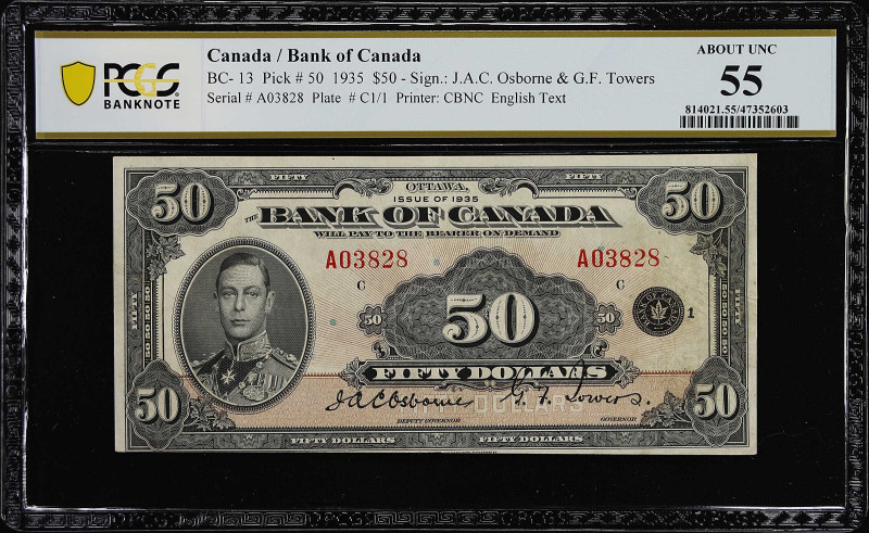 CANADA. Bank of Canada. 50 Dollars, 1935. BC-13. PCGS Banknote About Uncirculate...