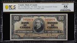 CANADA. Lot of (3). Bank of Canada. 100 Dollars, 1937. BC-27b & BC-27c. PCGS Banknote About Uncirculated 55 to Choice Uncirculated 63.
The BC-27b bea...