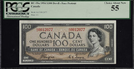 CANADA. Bank of Canada. 100 Dollars, 1954. BC-35a. PCGS Currency Choice About New 55.
A wonderful devil's face 100 with just some light circulation....
