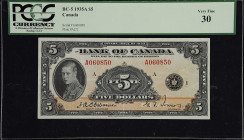 CANADA. Bank of Canada. 5 Dollars, 1935A. BC-5. PCGS Currency Very Fine 30.
A popular 5 Dollar design with the Osborne Towers signatures.

Estimate...