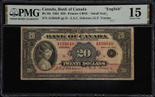 CANADA. Bank of Canada. 20 Dollars, 1935. BC-9b. PMG Choice Fine 15.
English text. Small seal.

Estimate: $400.00- $700.00