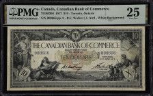 CANADA. Canadian Bank of Commerce. 10 Dollars, 1917. CH# 75-16-02-06. PMG Very Fine 25.
A fancy serial number 000666. White background. Walker-Aird s...