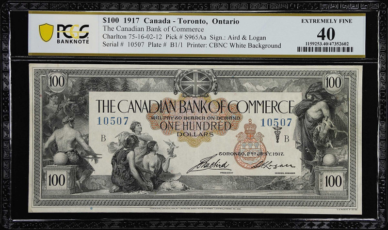 CANADA. Canadian Bank of Commerce. 100 Dollars, 1917. CH# 75-16-02-12. PCGS Bank...