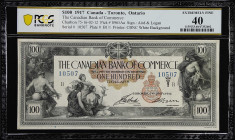 CANADA. Canadian Bank of Commerce. 100 Dollars, 1917. CH# 75-16-02-12. PCGS Banknote Extremely Fine 40.
A pleasing note that is nicely engraved with ...