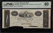 CANADA. Montreal Bank. 50 Dollars, ND (1820-29). CH# 500-16-60R. Remainder. PMG Extremely Fine 40.
Remainder. A Lower Canada 50 Dollar remainder from...