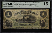 CANADA. People's Bank of New Brunswick. 1 Dollar, 1885. CH# 585-14-02. PMG Choice Fine 15.
A very desirable Peoples Bank of New Brunswick 1885 $1 not...