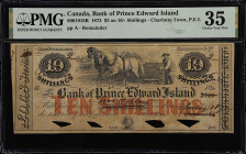 CANADA. Bank of Prince Edward Island. 2 Dollars on 10 Shillings, 1872. CH# 600-10-18R. Remainder. PMG Choice Very Fine 35.
An important Charlotte Tow...