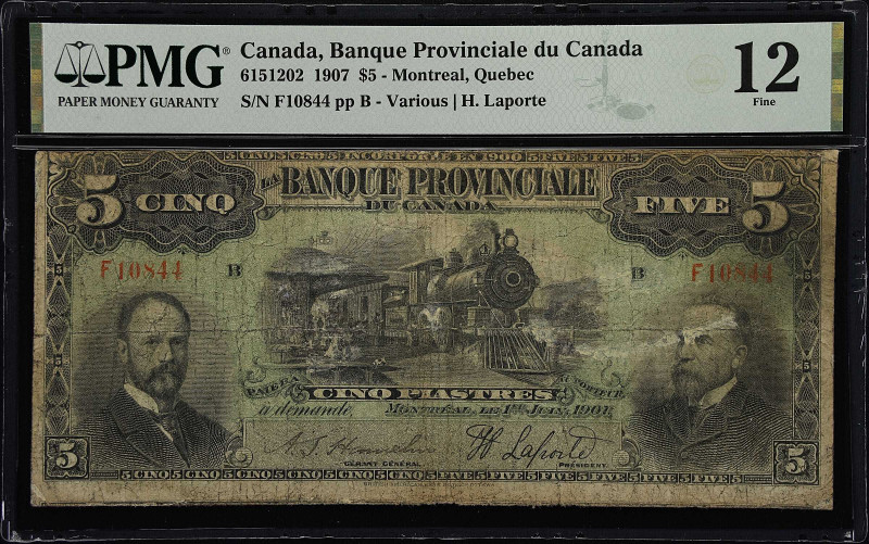 CANADA. Banque Provinciale du Canada. 5 Dollars, 1907. CH# 615-12-02. PMG Fine 1...