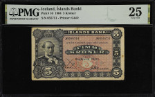 ICELAND. Islands Banki. 5 Kronur, 1904. P-10. PMG Very Fine 25.
A better date is seen on this piece that infrequently crosses the auction block. PMG ...