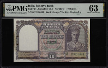 INDIA. Lot of (2). Reserve Bank of India. 10 Rupees, ND (1943). P-24. Consecutive. PMG Choice Uncirculated 63.
2 pieces in lot. Consecutive. Jhun & R...