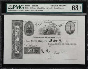 Incredible Rarity - A Significant Opportunity
BRITISH INDIA. Commercial Bank, Calcutta. 5 Sicca Rupees, ND (1819-31). P-S166Ap1. Front Proof. PMG Cho...