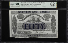 IRELAND, NORTHERN. Northern Bank Limited. 50 Pounds, 1918. P-176. NR65. PMG Uncirculated 62.
NR65. Printed by PBC. Belfast. Overprint on Ireland #245...