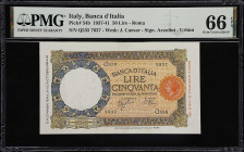 ITALY. Banca d'Italia. 50 Lire, 1937-41. P-54b. PMG Gem Uncirculated 66 EPQ.
Roma. A wonderful 50 Lire shown in a gem state of preservation.

Estim...