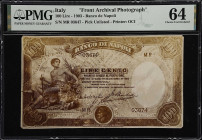 ITALY. Lot of (2). Banco de Napoli. 100 Lire, ND (1896-1903). P-Unlisted. PMG Choice Uncirculated 63 to Choice Uncirculated 64.
A pleasing pair of Ba...