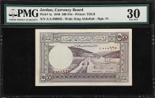 JORDAN. Hashemite Kingdom of the Jordan. 500 Fils, 1949. P-1a. PMG Very Fine 30.
Signature 1. Printed by TDLR. An A/A prefix with a 3 digit 000965 se...