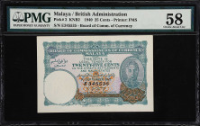 MALAYA. Board of Commissioners of Currency. 25 Cents, 1940. P-3. KNB2. PMG Choice About Uncirculated 58.
Bright paper is noticed on this note that wa...