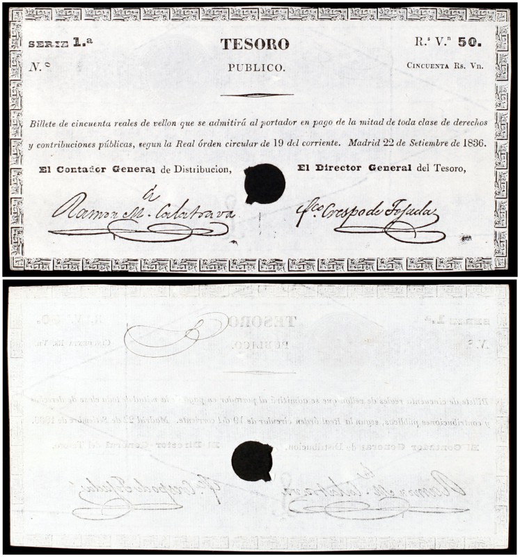 1836. Isabel II. Tesoro Público. 50 reales de vellón. (Ed. A26) (Ed. 26) (Filabo...
