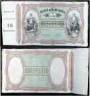 18... (1868). Banco de Barcelona. 10 pesos fuertes. (Ed. A58) (Ed. 62) (Filabo 15B) (Ruiz y Alentorn 515) (Pick. S242). Serie B. Sin fecha, ni firmas,...