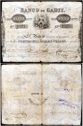 1847. Banco de Cádiz. 4000 reales de vellón. (Ed. A71) (Ed. 75) (Filabo 6CA) (Ruiz y Alentorn 525) (Pick S276). 1 de diciembre. I emisión. Fechado a m...