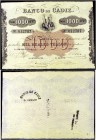 Banco de Cádiz. 1000 reales de vellón. (Ed. A77) (Ed. 81) (Filabo 12CA) (Ruiz y Alentorn 529) (Pick S294). Sin fecha. III emisión. Cuatro firmas manus...