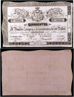 1857. Banco de Zaragoza. 500 reales de vellón. (Ed. A119C) (Ed. 128C) (Filabo 3-ZAIII) (Ruiz y Alentorn 558) (Pick S453a). 14 de mayo. Serie C. Sin ta...