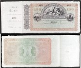 18... (1857). Banco de Bilbao. 100 reales de vellón. (Ed. A134) (Ed. 143) (Filabo 1BI) (Ruiz y Alentorn 568). (21 de agosto). Serie F. Sin firmas, con...