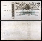 1864. Banco de Palencia. 4000 reales de vellón. (Ed. A142, mismo ejemplar) (Ed. 179, mismo ejemplar) (Filabo 6PA) (Ruiz y Alentorn 621) (Pick S206). 1...